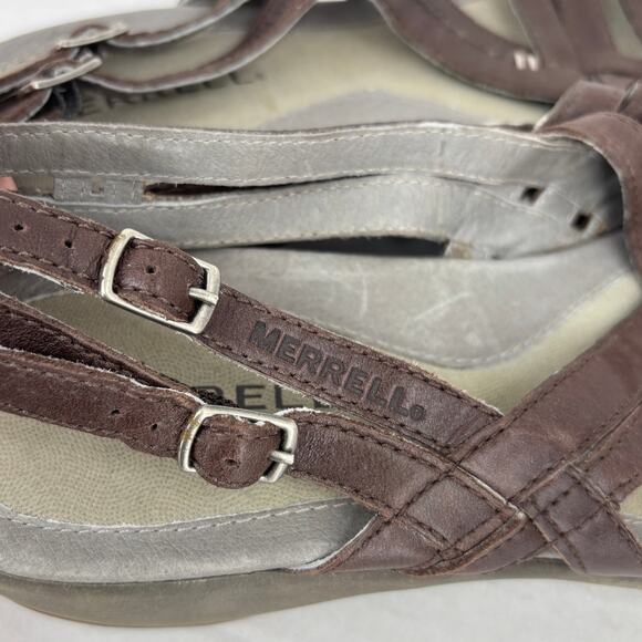 Merrell Sandals Womens Size 10 Brown Leather Sundial Braid Strappy Slingback - Picture 6 of 10